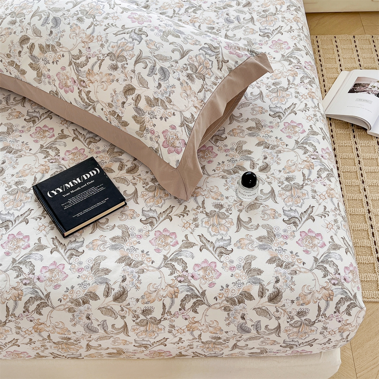 91家纺网 家纺一手货源 找家纺 慕木家纺 2026新款A类纯色印花慕丝棉床笠系列（抽空压缩可供跨境）（提供买家秀） 锦芙