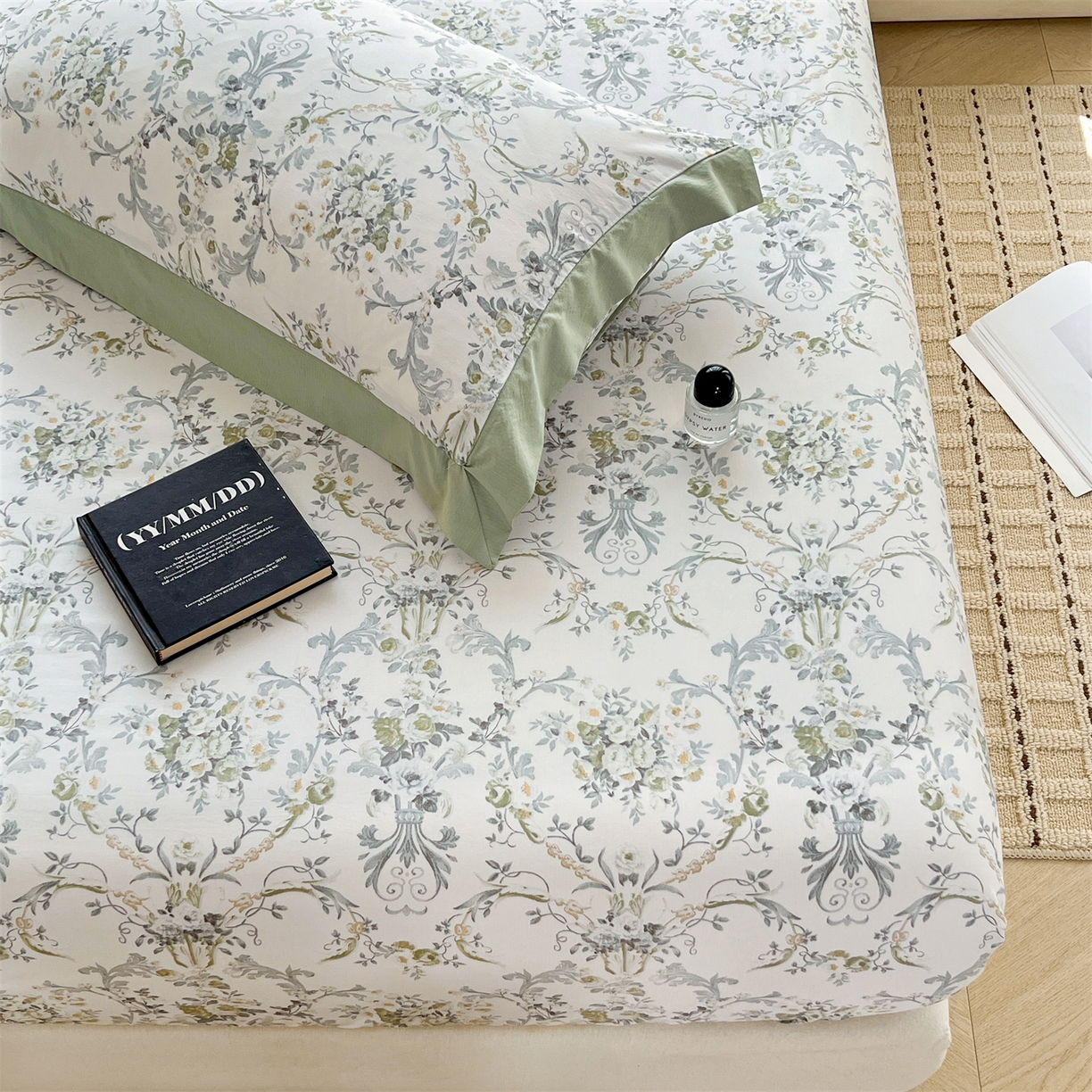 91家纺网 家纺一手货源 找家纺 慕木家纺 2026新款A类纯色印花慕丝棉床笠系列（抽空压缩可供跨境）（提供买家秀） 清漫