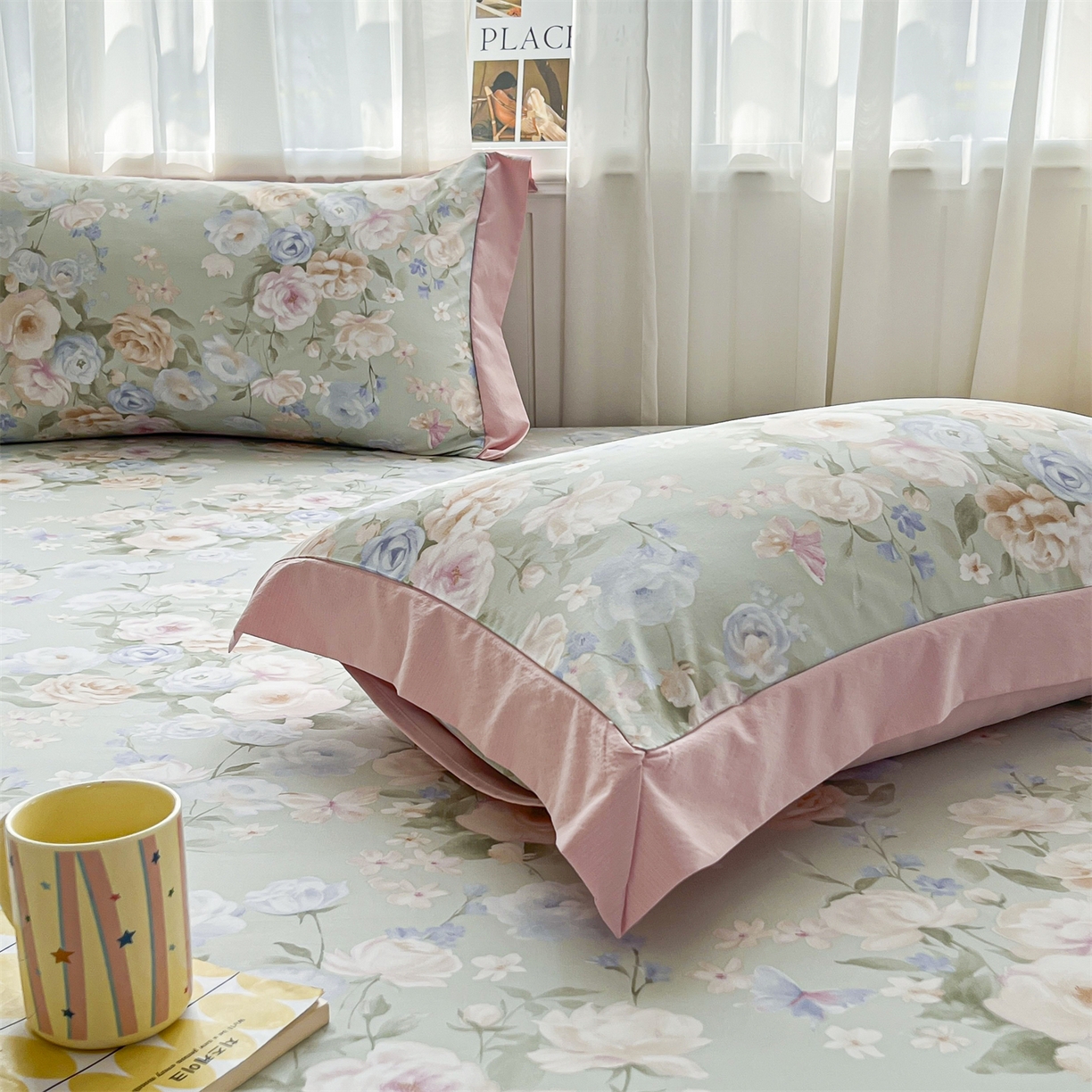 91家纺网 家纺一手货源 找家纺 慕木家纺 2026新款A类纯色印花慕丝棉床笠系列（抽空压缩可供跨境）（提供买家秀） 青研