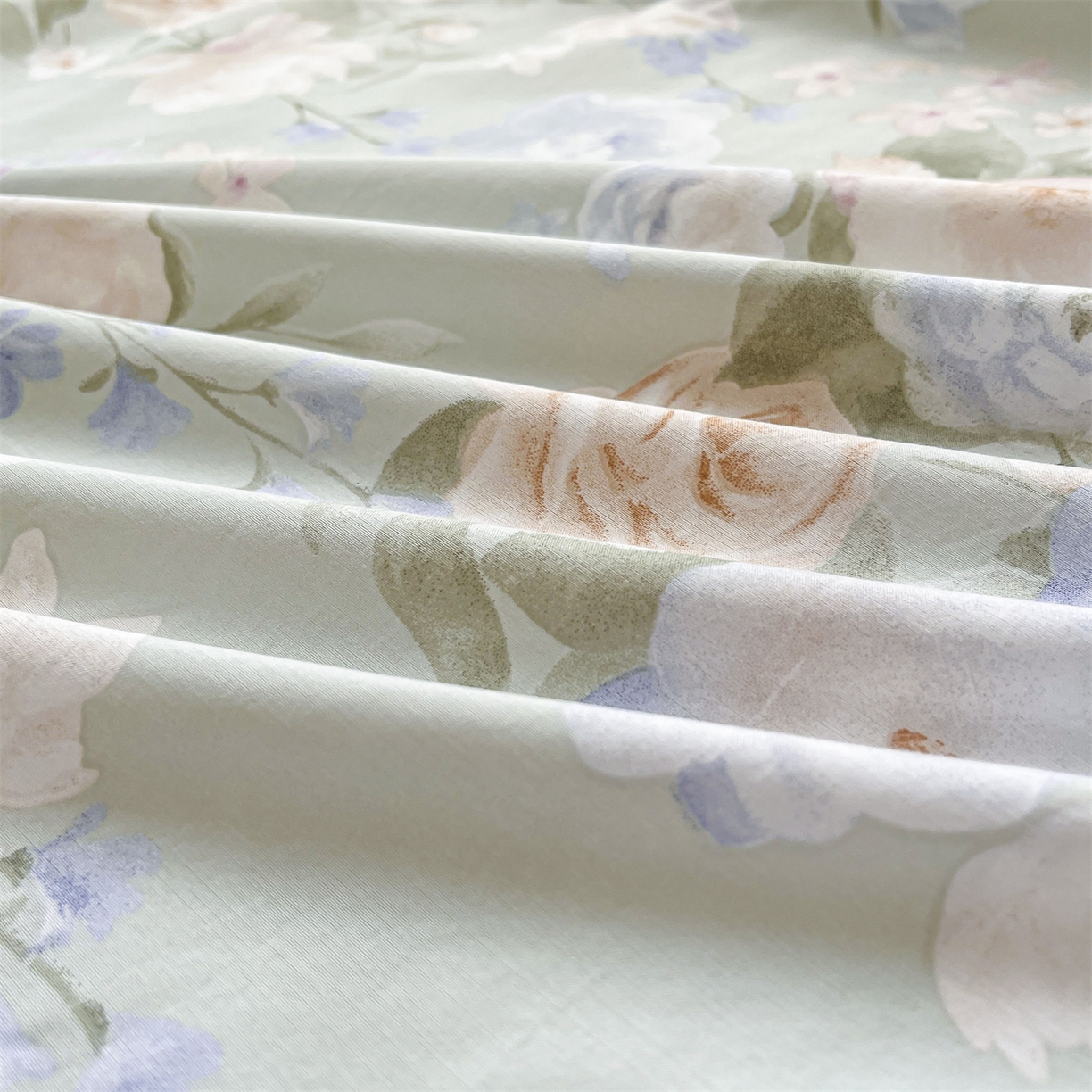 91家纺网 家纺一手货源 找家纺 慕木家纺 2026新款A类纯色印花慕丝棉床笠系列（抽空压缩可供跨境）（提供买家秀） 青研