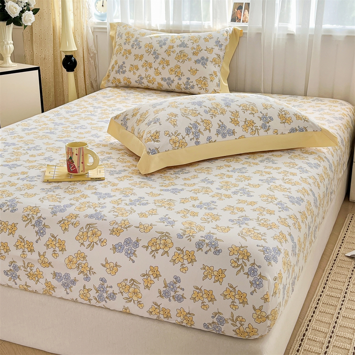 91家纺网 家纺一手货源 找家纺 慕木家纺 2026新款A类纯色印花慕丝棉床笠系列（抽空压缩可供跨境）（提供买家秀） 金兰