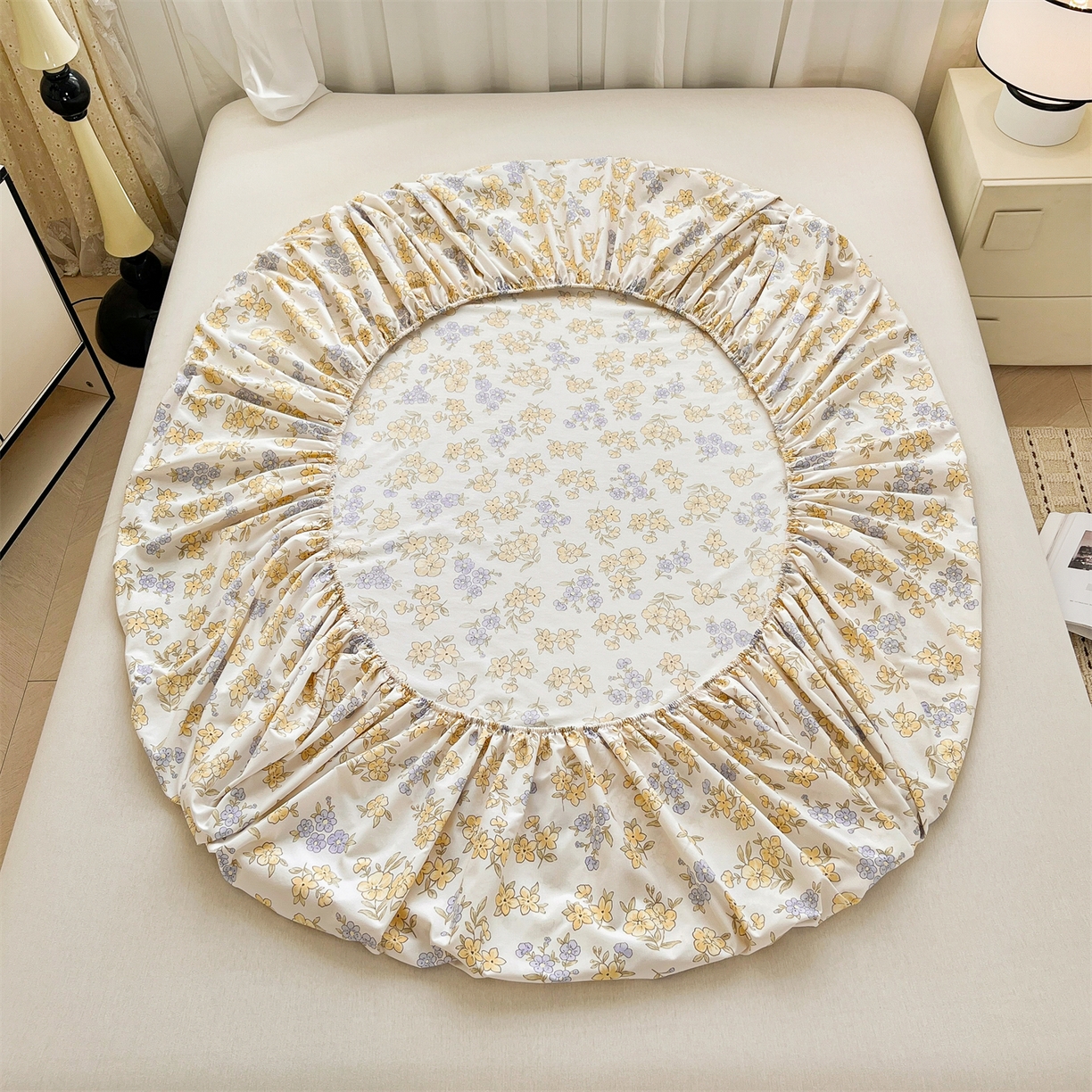 91家纺网 家纺一手货源 找家纺 慕木家纺 2026新款A类纯色印花慕丝棉床笠系列（抽空压缩可供跨境）（提供买家秀） 金兰