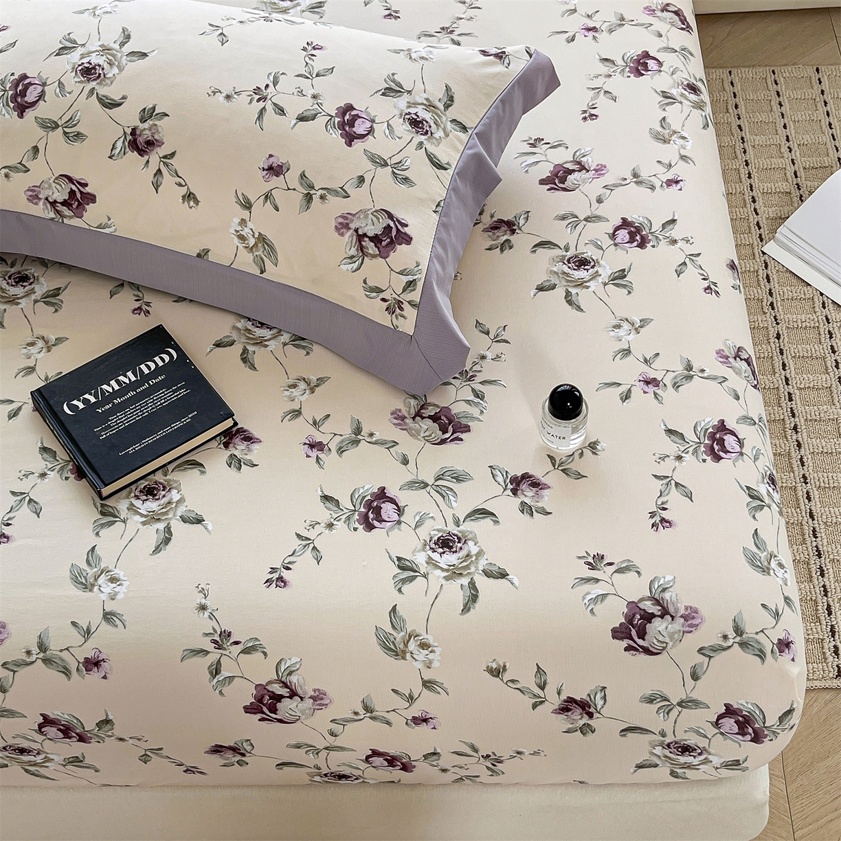 慕木家纺 2026新款A类纯色印花慕丝棉床笠系列（抽空压缩可供跨境）（提供买家秀） 洛雅