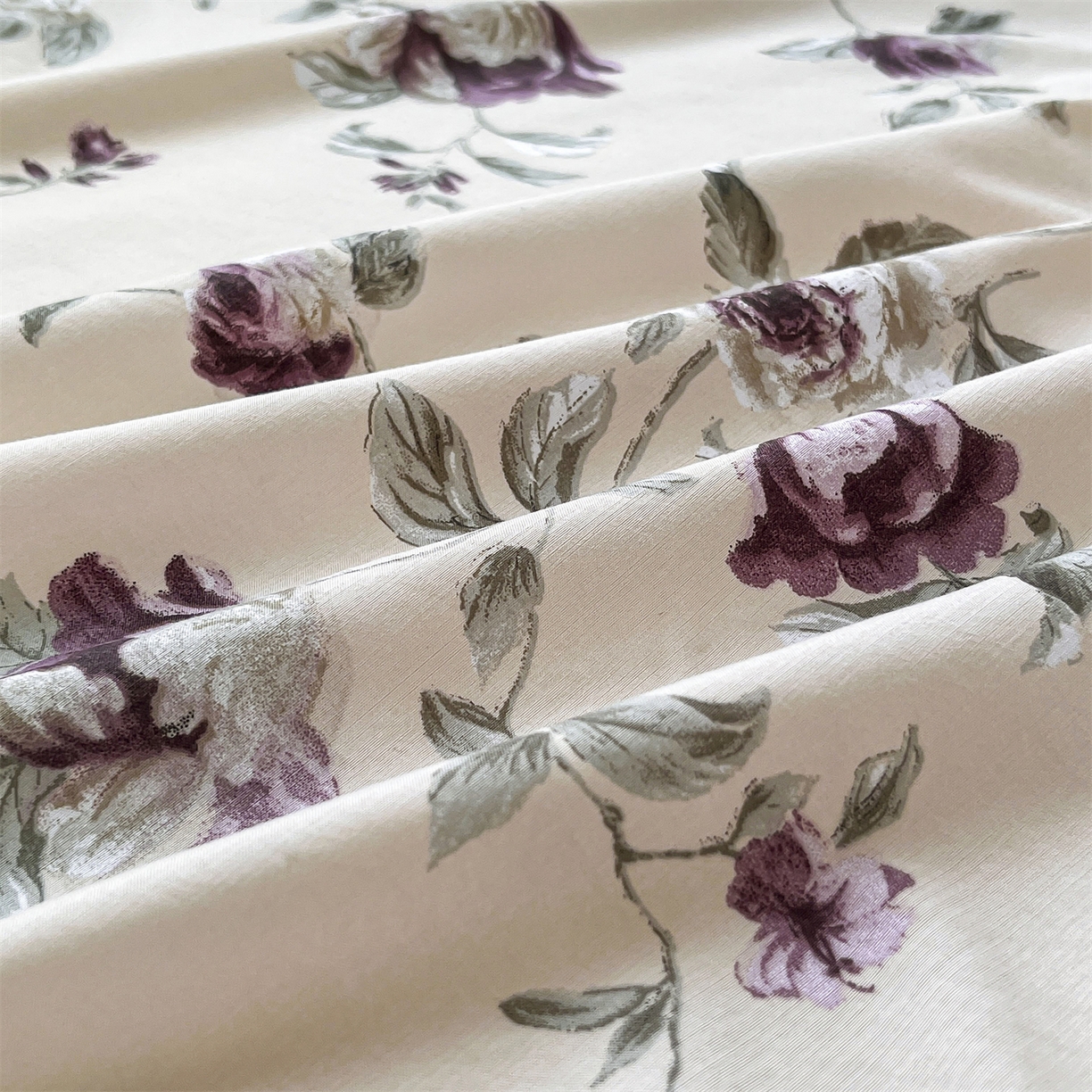 91家纺网 家纺一手货源 找家纺 慕木家纺 2026新款A类纯色印花慕丝棉床笠系列（抽空压缩可供跨境）（提供买家秀） 洛雅