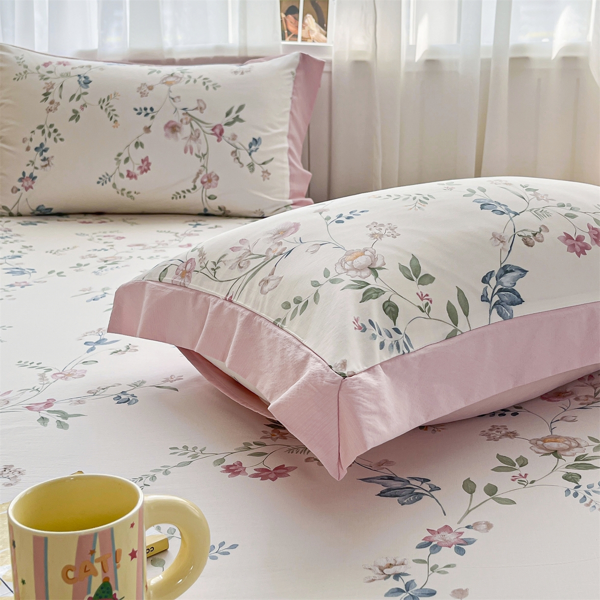 91家纺网 家纺一手货源 找家纺 慕木家纺 2026新款A类纯色印花慕丝棉床笠系列（抽空压缩可供跨境）（提供买家秀） 洛可可