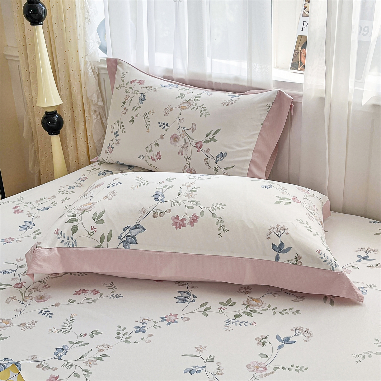 91家纺网 家纺一手货源 找家纺 慕木家纺 2026新款A类纯色印花慕丝棉床笠系列（抽空压缩可供跨境）（提供买家秀） 洛可可