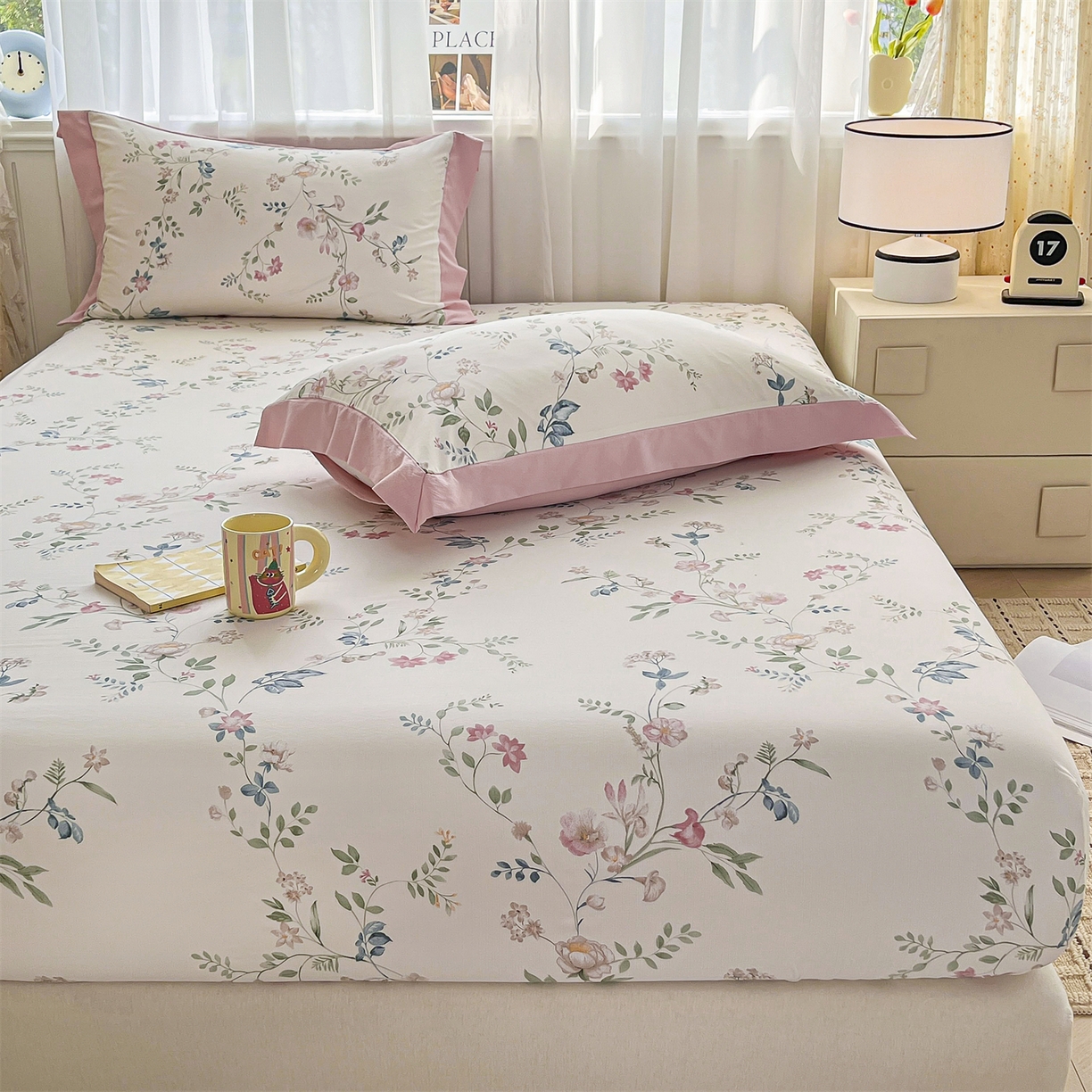 91家纺网 家纺一手货源 找家纺 慕木家纺 2026新款A类纯色印花慕丝棉床笠系列（抽空压缩可供跨境）（提供买家秀） 洛可可