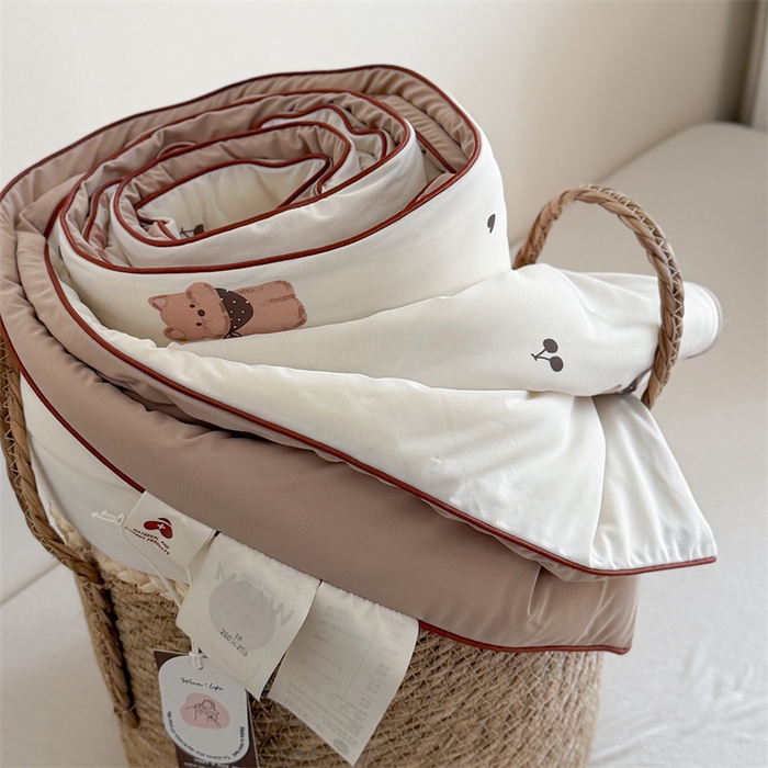 91家纺网 家纺一手货源 找家纺 暖生活 2026新款A类冰皮氨纶凉感夏被 被子被芯 咖熊