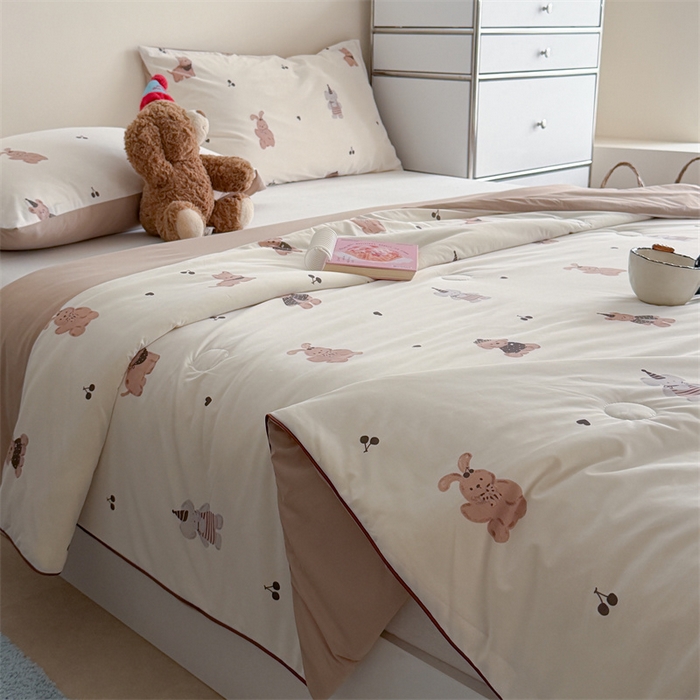 91家纺网 家纺一手货源 找家纺 暖生活 2026新款A类冰皮氨纶凉感夏被 被子被芯 咖熊