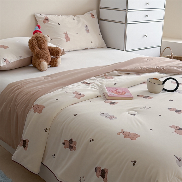 91家纺网 家纺一手货源 找家纺 暖生活 2026新款A类冰皮氨纶凉感夏被 被子被芯 咖熊