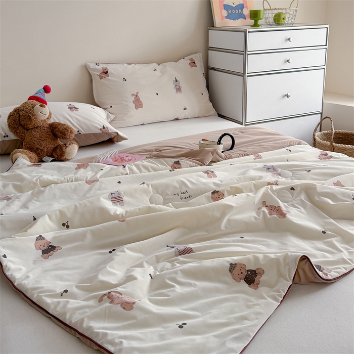 91家纺网 家纺一手货源 找家纺 暖生活 2026新款A类冰皮氨纶凉感夏被 被子被芯 咖熊