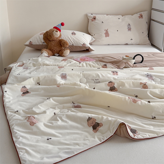 91家纺网 家纺一手货源 找家纺 暖生活 2026新款A类冰皮氨纶凉感夏被 被子被芯 咖熊