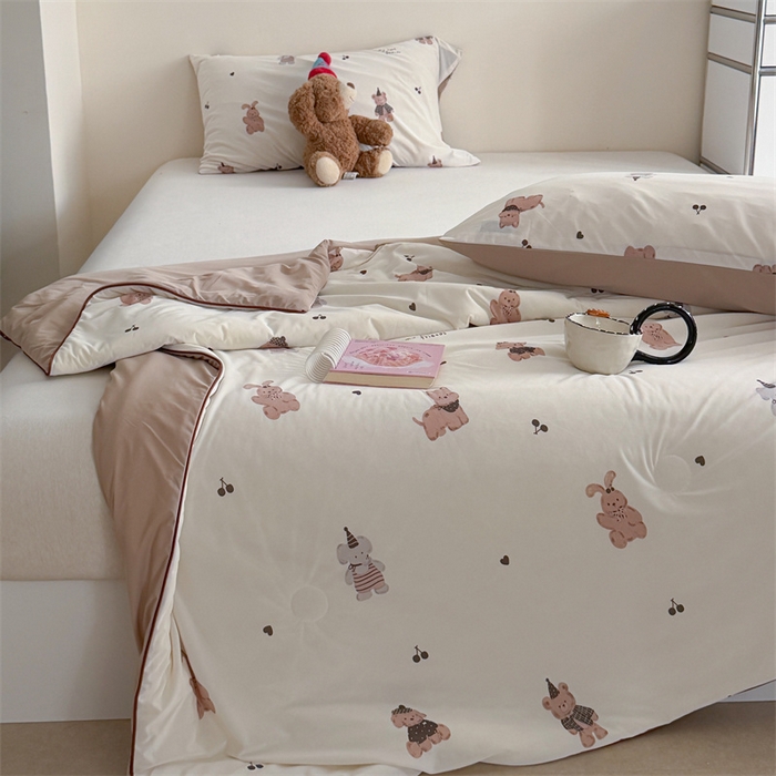 91家纺网 家纺一手货源 找家纺 暖生活 2026新款A类冰皮氨纶凉感夏被 被子被芯 咖熊