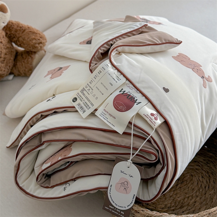 91家纺网 家纺一手货源 找家纺 暖生活 2026新款A类冰皮氨纶凉感夏被 被子被芯 咖熊