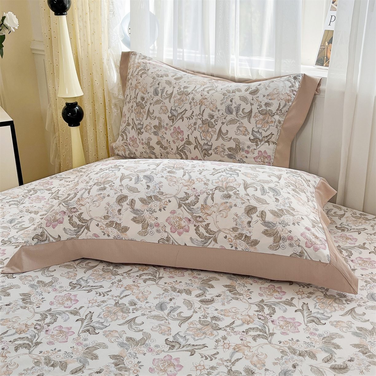 91家纺网 家纺一手货源 找家纺 慕木家纺 2026新款A类纯色印花慕丝棉床笠系列（抽空压缩可供跨境）（提供买家秀） 锦芙