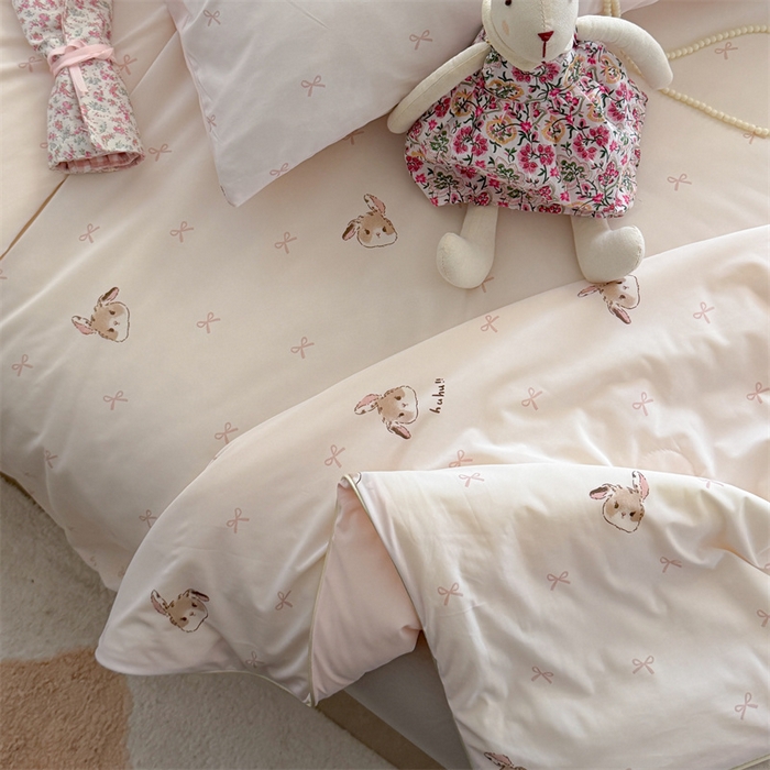 91家纺网 家纺一手货源 找家纺 暖生活 2026新款A类冰皮氨纶凉感夏被 被子被芯 奶白小兔