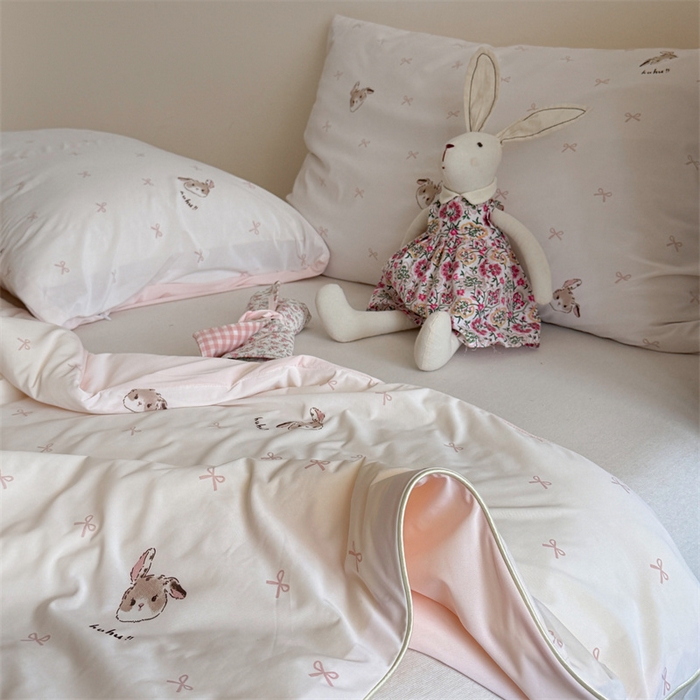 91家纺网 家纺一手货源 找家纺 暖生活 2026新款A类冰皮氨纶凉感夏被 被子被芯 奶白小兔