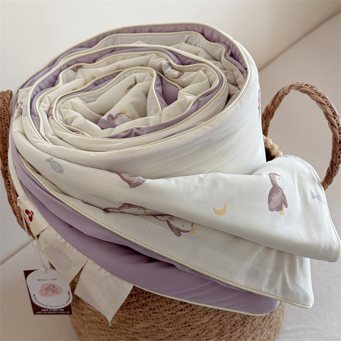 91家纺网 家纺一手货源 找家纺 暖生活 2026新款A类冰皮氨纶凉感夏被 被子被芯 企鹅小鱼