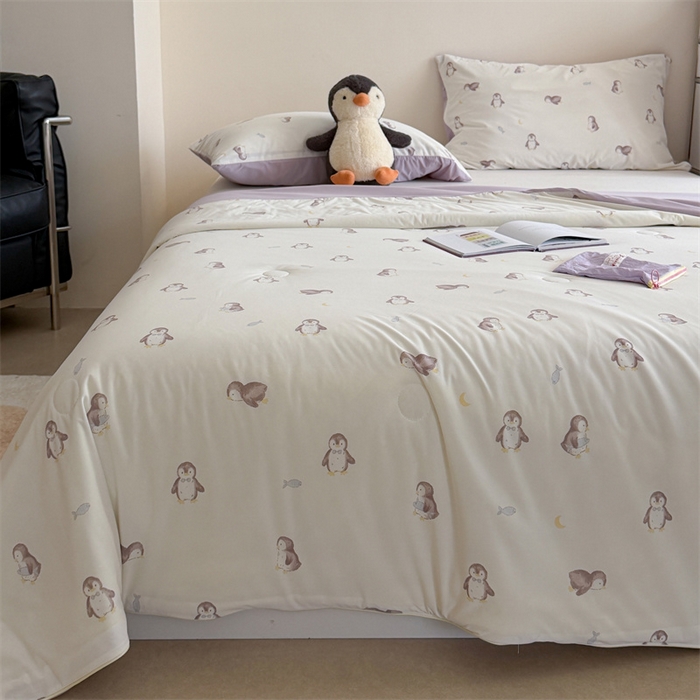 91家纺网 家纺一手货源 找家纺 暖生活 2026新款A类冰皮氨纶凉感夏被 被子被芯 企鹅小鱼