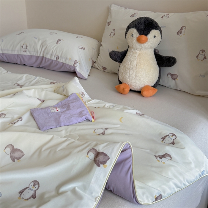 91家纺网 家纺一手货源 找家纺 暖生活 2026新款A类冰皮氨纶凉感夏被 被子被芯 企鹅小鱼