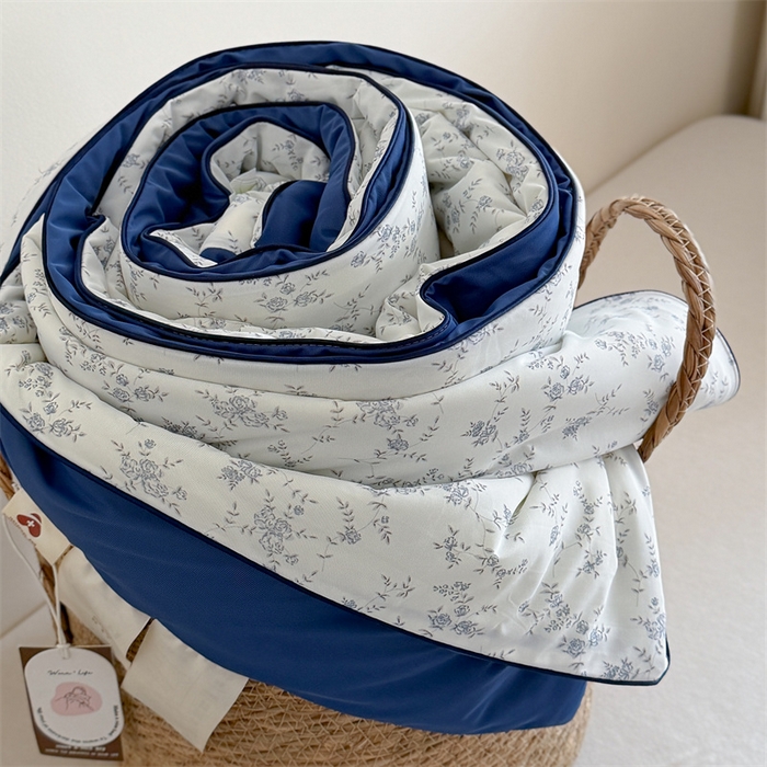 91家纺网 家纺一手货源 找家纺 暖生活 2026新款A类冰皮氨纶凉感夏被 被子被芯 清雅蓝