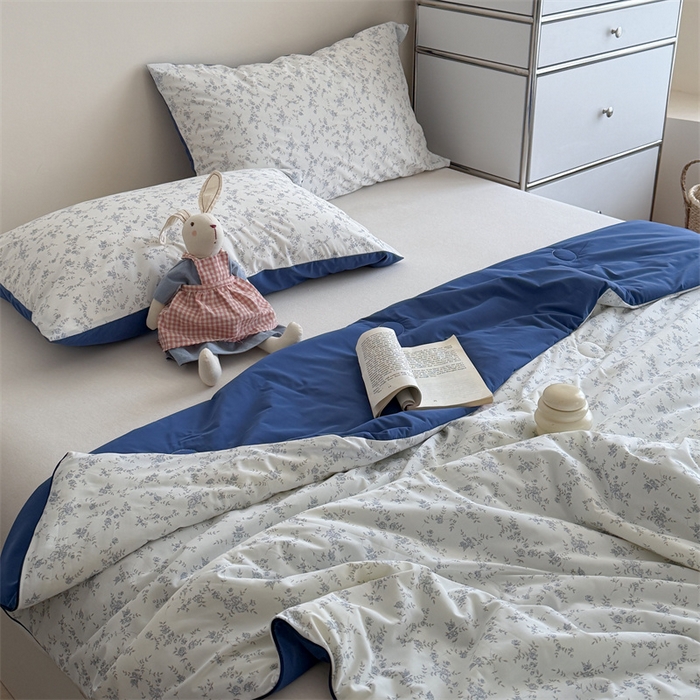 91家纺网 家纺一手货源 找家纺 暖生活 2026新款A类冰皮氨纶凉感夏被 被子被芯 清雅蓝
