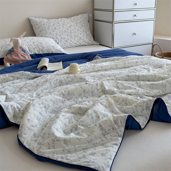 91家纺网 家纺一手货源 找家纺 暖生活 2026新款A类冰皮氨纶凉感夏被 被子被芯 清雅蓝