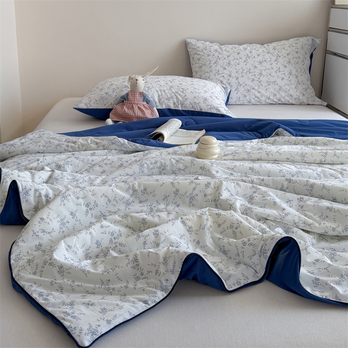 91家纺网 家纺一手货源 找家纺 暖生活 2026新款A类冰皮氨纶凉感夏被 被子被芯 清雅蓝