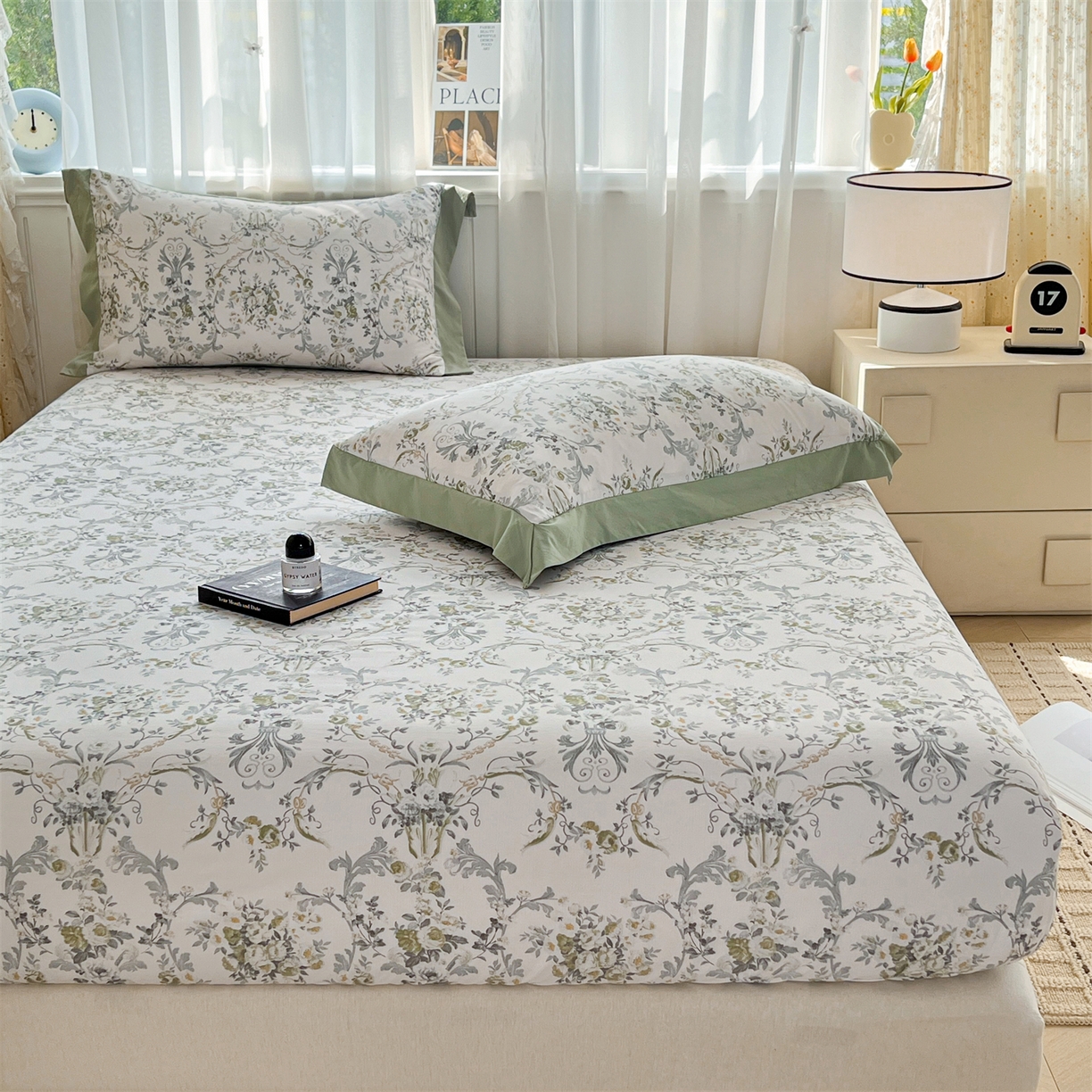 91家纺网 家纺一手货源 找家纺 慕木家纺 2026新款A类纯色印花慕丝棉床笠系列（抽空压缩可供跨境）（提供买家秀） 清漫