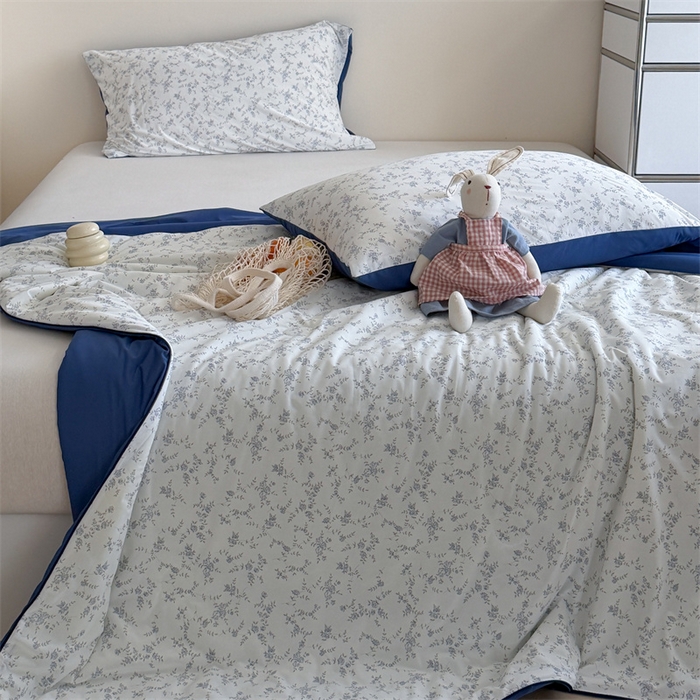 91家纺网 家纺一手货源 找家纺 暖生活 2026新款A类冰皮氨纶凉感夏被 被子被芯 清雅蓝