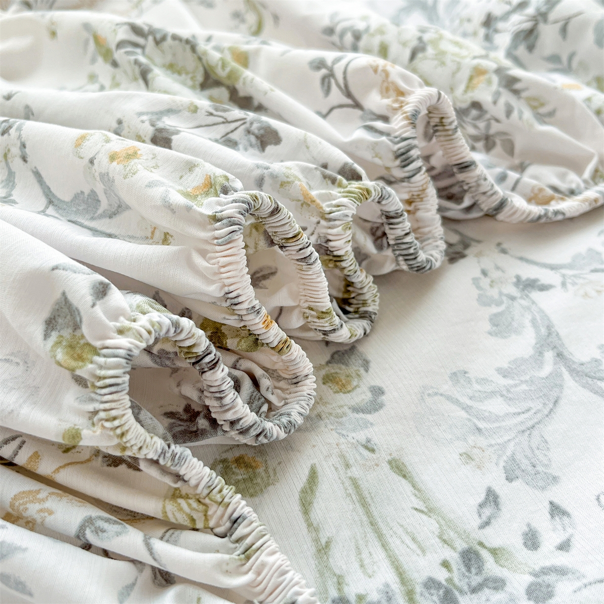 91家纺网 家纺一手货源 找家纺 慕木家纺 2026新款A类纯色印花慕丝棉床笠系列（抽空压缩可供跨境）（提供买家秀） 清漫