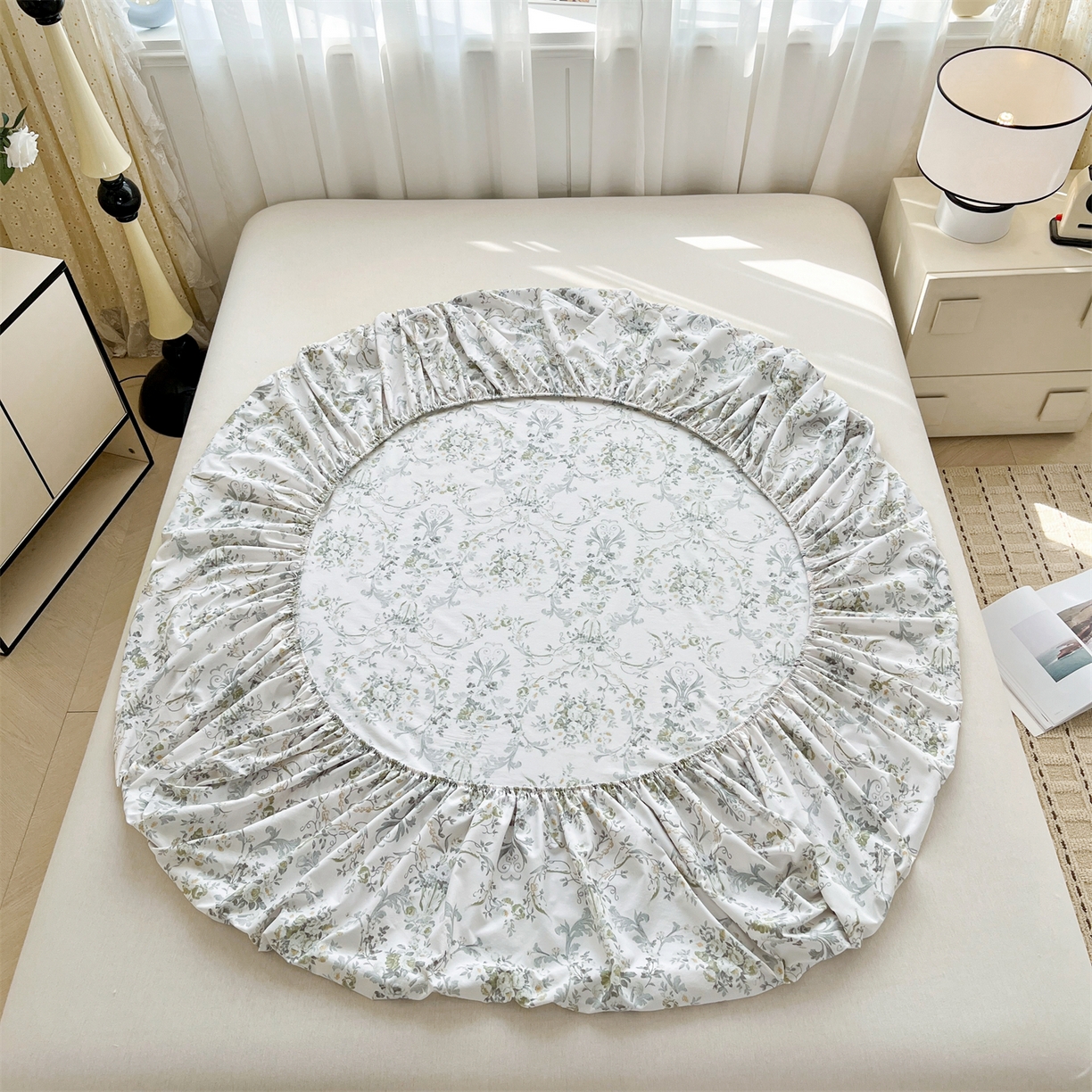 91家纺网 家纺一手货源 找家纺 慕木家纺 2026新款A类纯色印花慕丝棉床笠系列（抽空压缩可供跨境）（提供买家秀） 清漫