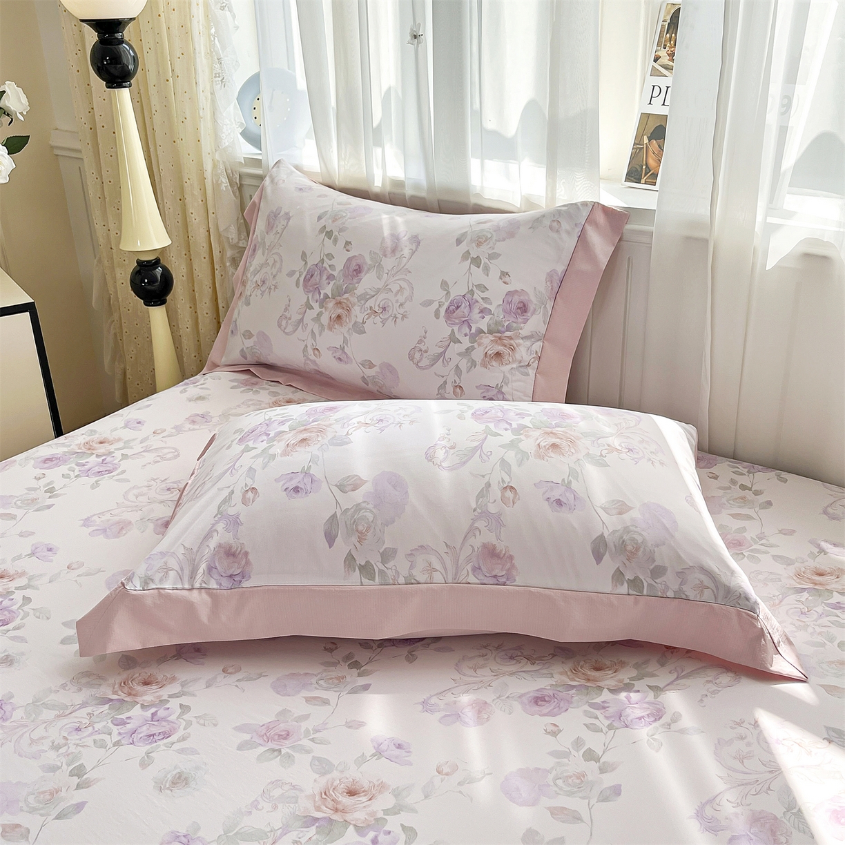 91家纺网 家纺一手货源 找家纺 慕木家纺 2026新款A类纯色印花慕丝棉床笠系列（抽空压缩可供跨境）（提供买家秀） 凡尔赛