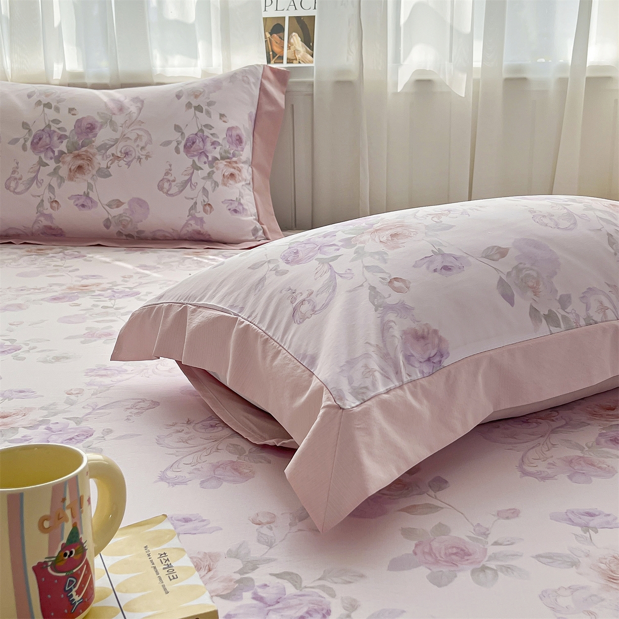 91家纺网 家纺一手货源 找家纺 慕木家纺 2026新款A类纯色印花慕丝棉床笠系列（抽空压缩可供跨境）（提供买家秀） 凡尔赛