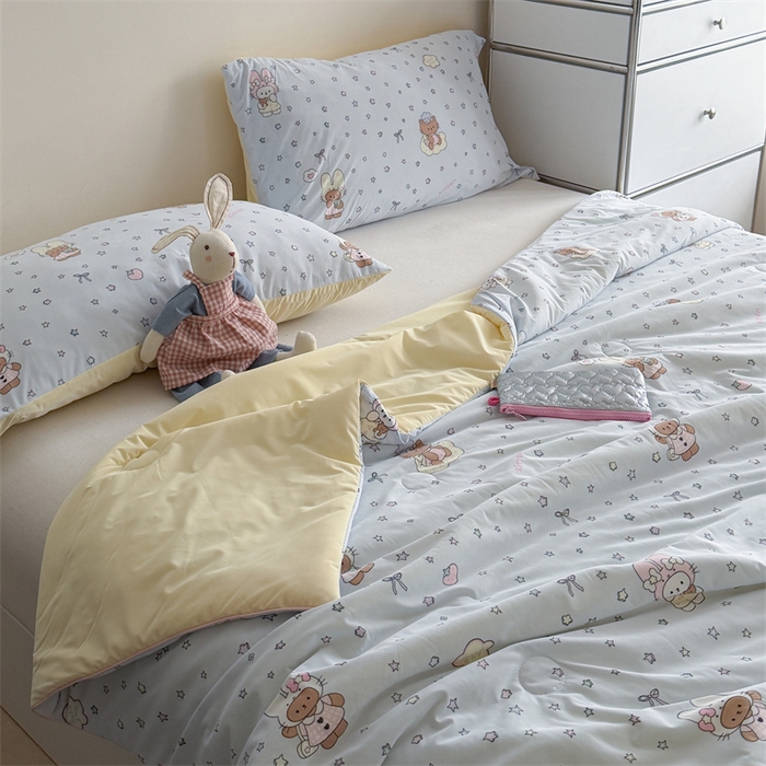 91家纺网 家纺一手货源 找家纺 暖生活 2026新款A类冰皮氨纶凉感夏被 被子被芯 星眠小猫