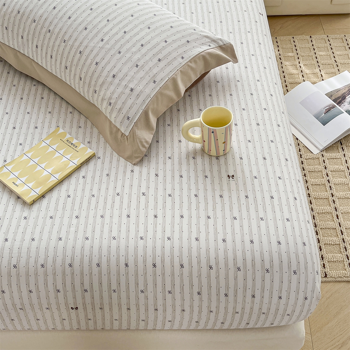 慕木家纺 2026新款A类纯色印花慕丝棉床笠系列（抽空压缩可供跨境）（提供买家秀） 波点序章