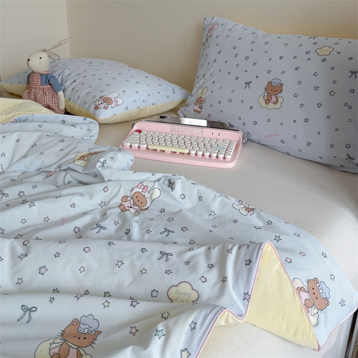 91家纺网 家纺一手货源 找家纺 暖生活 2026新款A类冰皮氨纶凉感夏被 被子被芯 星眠小猫