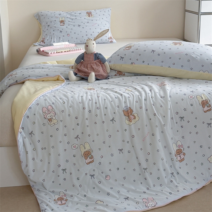 91家纺网 家纺一手货源 找家纺 暖生活 2026新款A类冰皮氨纶凉感夏被 被子被芯 星眠小猫