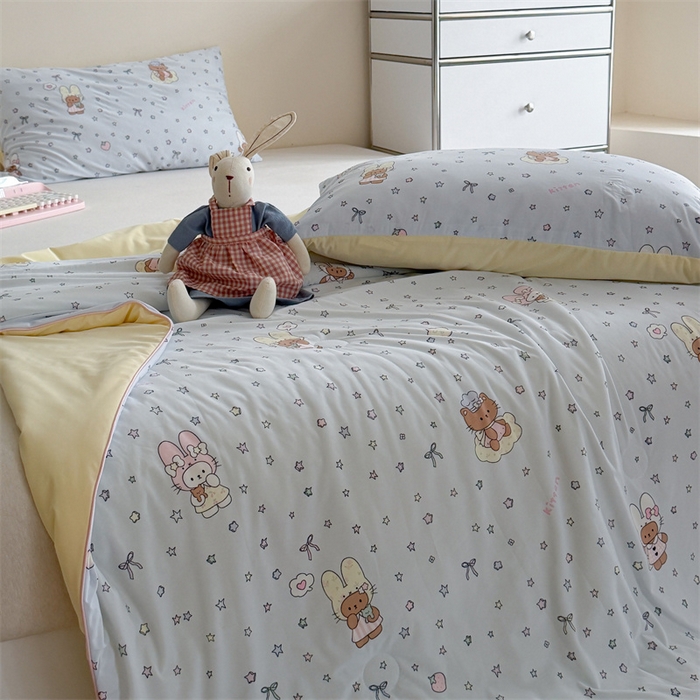 91家纺网 家纺一手货源 找家纺 暖生活 2026新款A类冰皮氨纶凉感夏被 被子被芯 星眠小猫