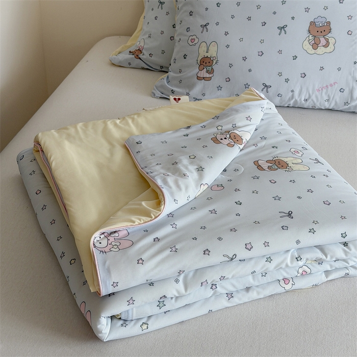 91家纺网 家纺一手货源 找家纺 暖生活 2026新款A类冰皮氨纶凉感夏被 被子被芯 星眠小猫