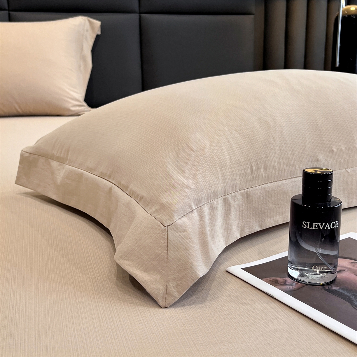 91家纺网 家纺一手货源 找家纺 慕木家纺 2026新款A类纯色印花慕丝棉床笠系列（抽空压缩可供跨境）（提供买家秀） 莫奈咖