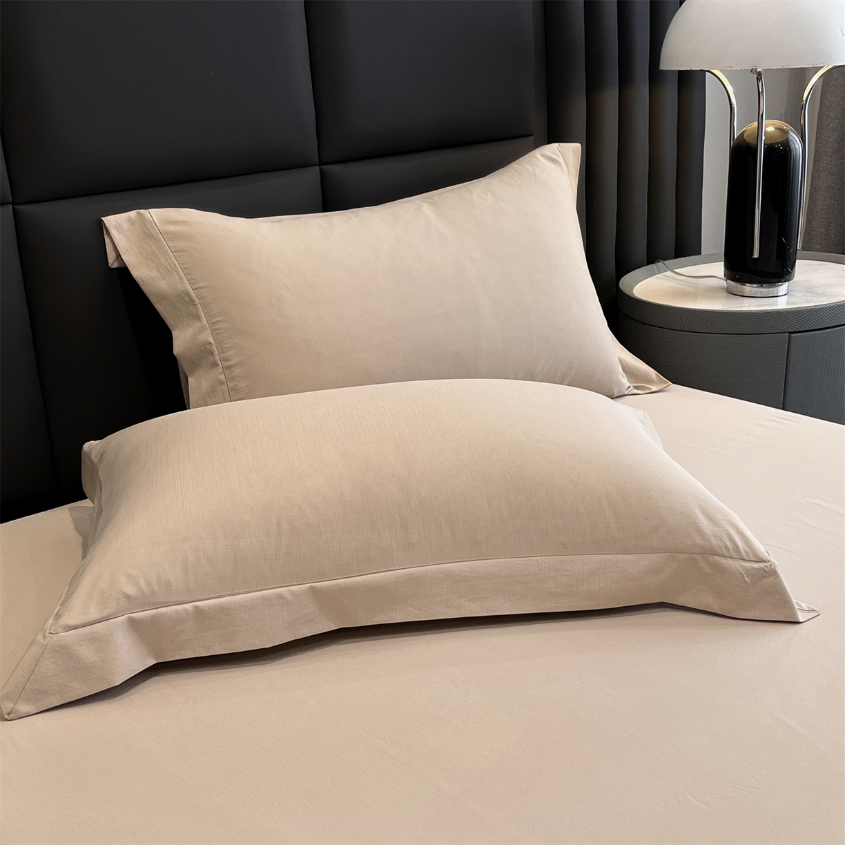 91家纺网 家纺一手货源 找家纺 慕木家纺 2026新款A类纯色印花慕丝棉床笠系列（抽空压缩可供跨境）（提供买家秀） 莫奈咖