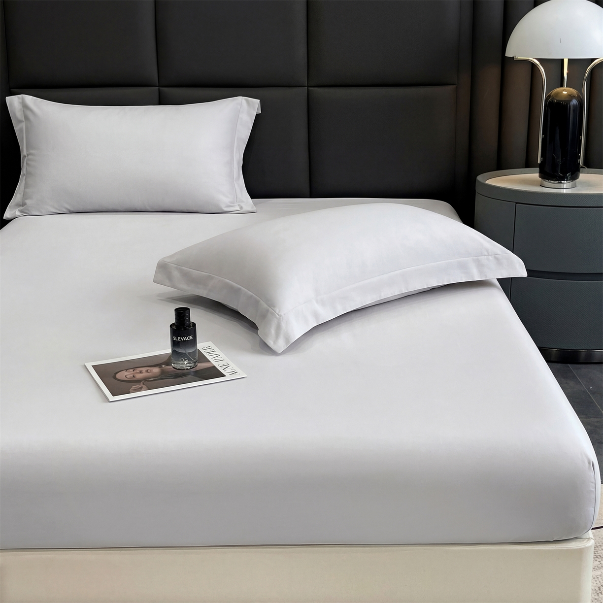 91家纺网 家纺一手货源 找家纺 慕木家纺 2026新款A类纯色印花慕丝棉床笠系列（抽空压缩可供跨境）（提供买家秀） 绅士灰