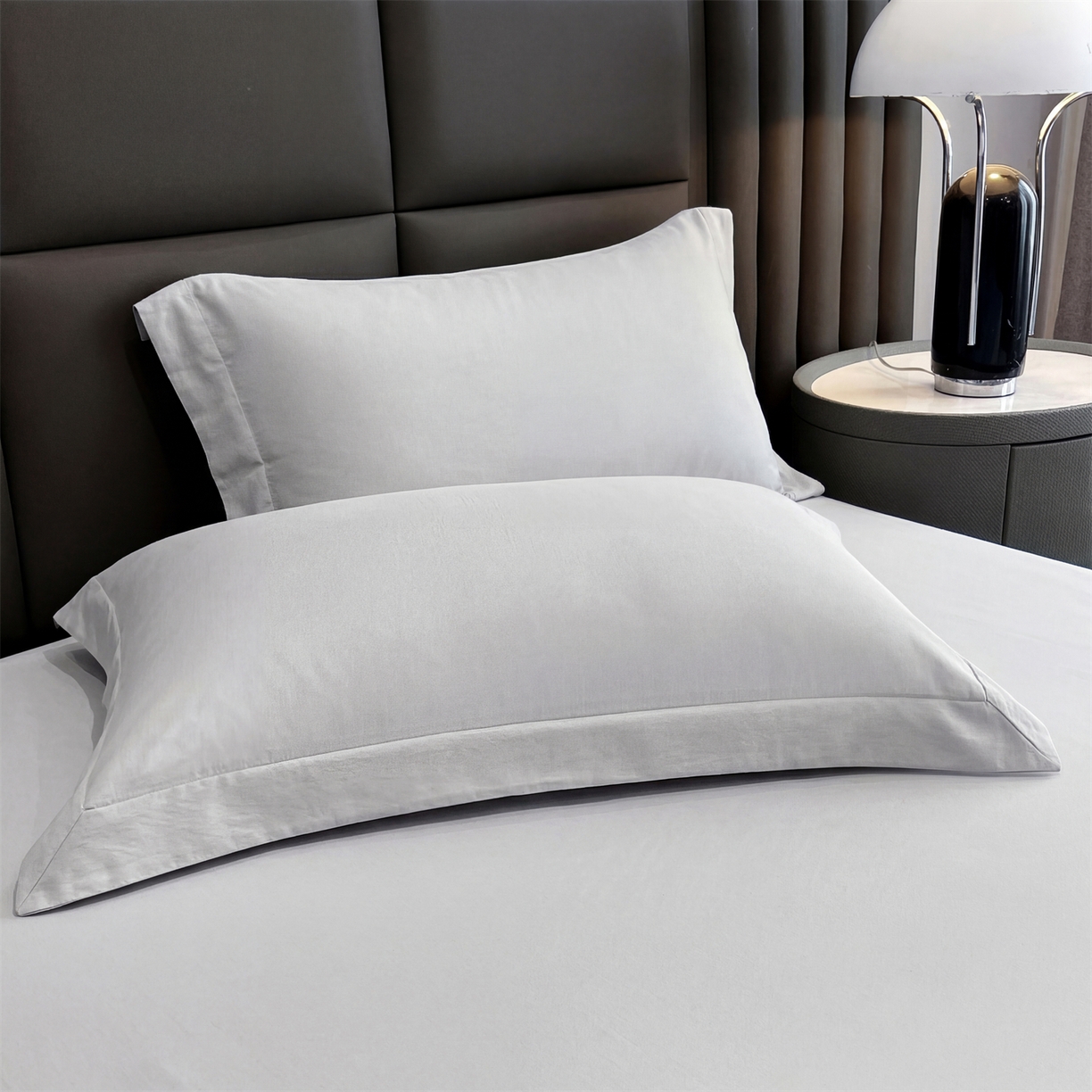 91家纺网 家纺一手货源 找家纺 慕木家纺 2026新款A类纯色印花慕丝棉床笠系列（抽空压缩可供跨境）（提供买家秀） 绅士灰