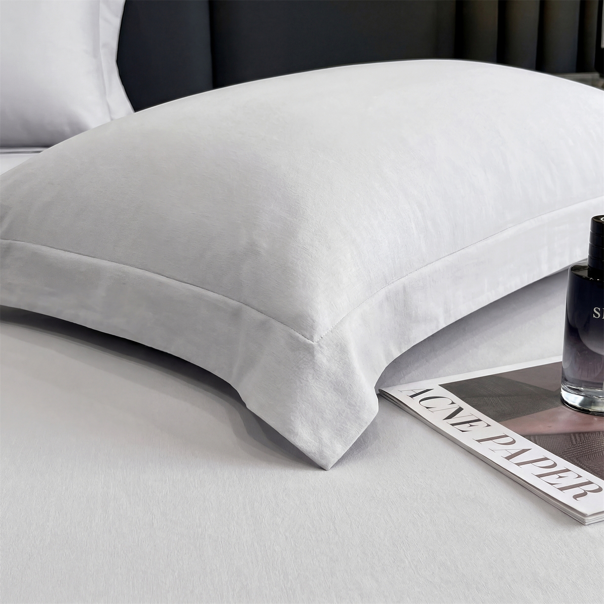 91家纺网 家纺一手货源 找家纺 慕木家纺 2026新款A类纯色印花慕丝棉床笠系列（抽空压缩可供跨境）（提供买家秀） 绅士灰