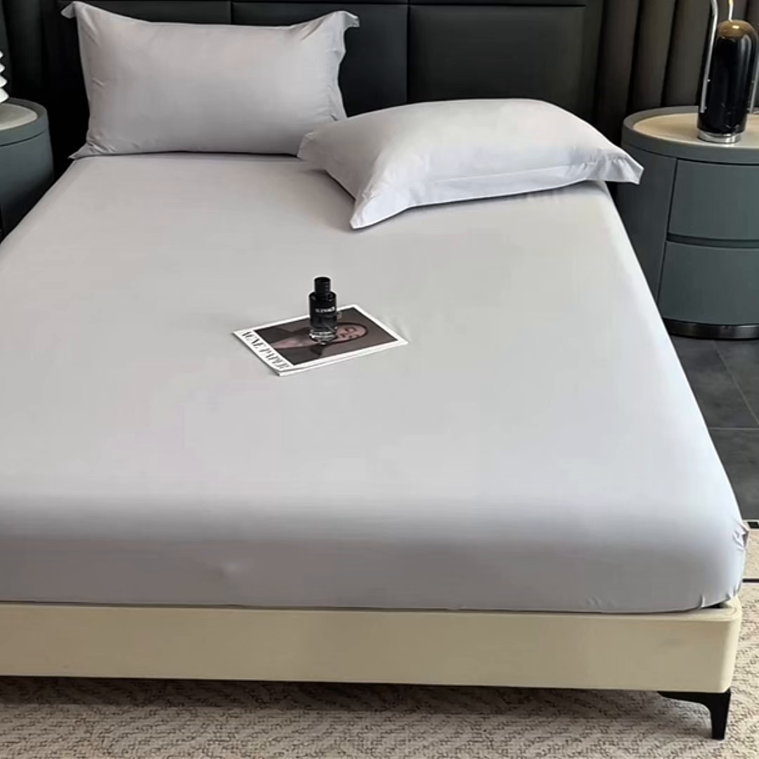 91家纺网 家纺一手货源 找家纺 慕木家纺 2026新款A类纯色印花慕丝棉床笠系列（抽空压缩可供跨境）（提供买家秀） 绅士灰