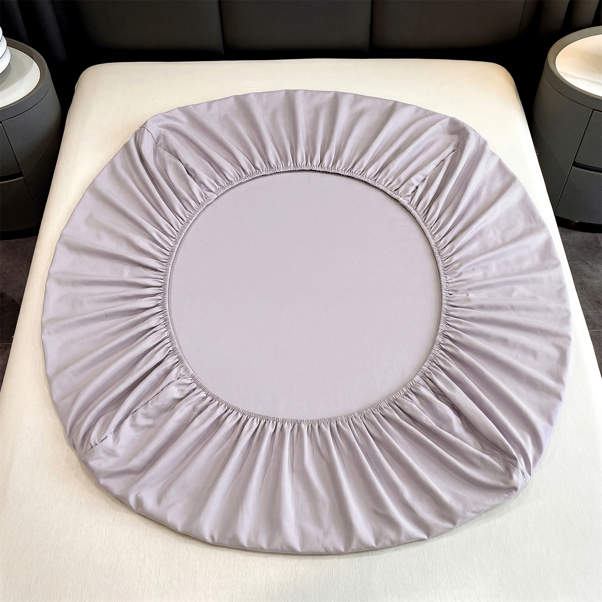 91家纺网 家纺一手货源 找家纺 慕木家纺 2026新款A类纯色印花慕丝棉床笠系列（抽空压缩可供跨境）（提供买家秀） 黛紫