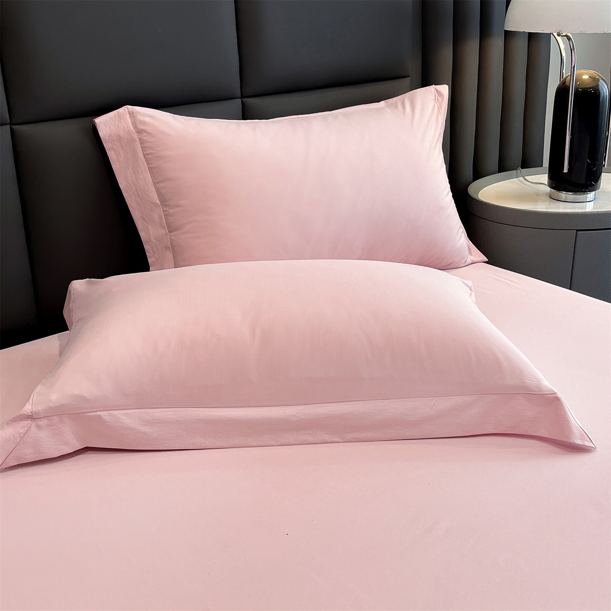 91家纺网 家纺一手货源 找家纺 慕木家纺 2026新款A类纯色印花慕丝棉床笠系列（抽空压缩可供跨境）（提供买家秀） 少女粉