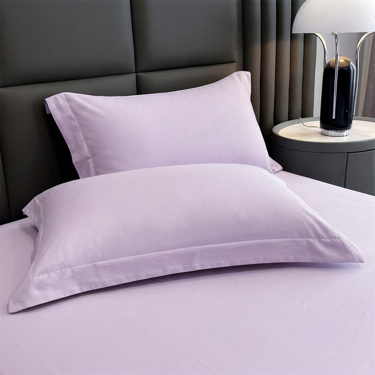 91家纺网 家纺一手货源 找家纺 慕木家纺 2026新款A类纯色印花慕丝棉床笠系列（抽空压缩可供跨境）（提供买家秀） 香薰紫