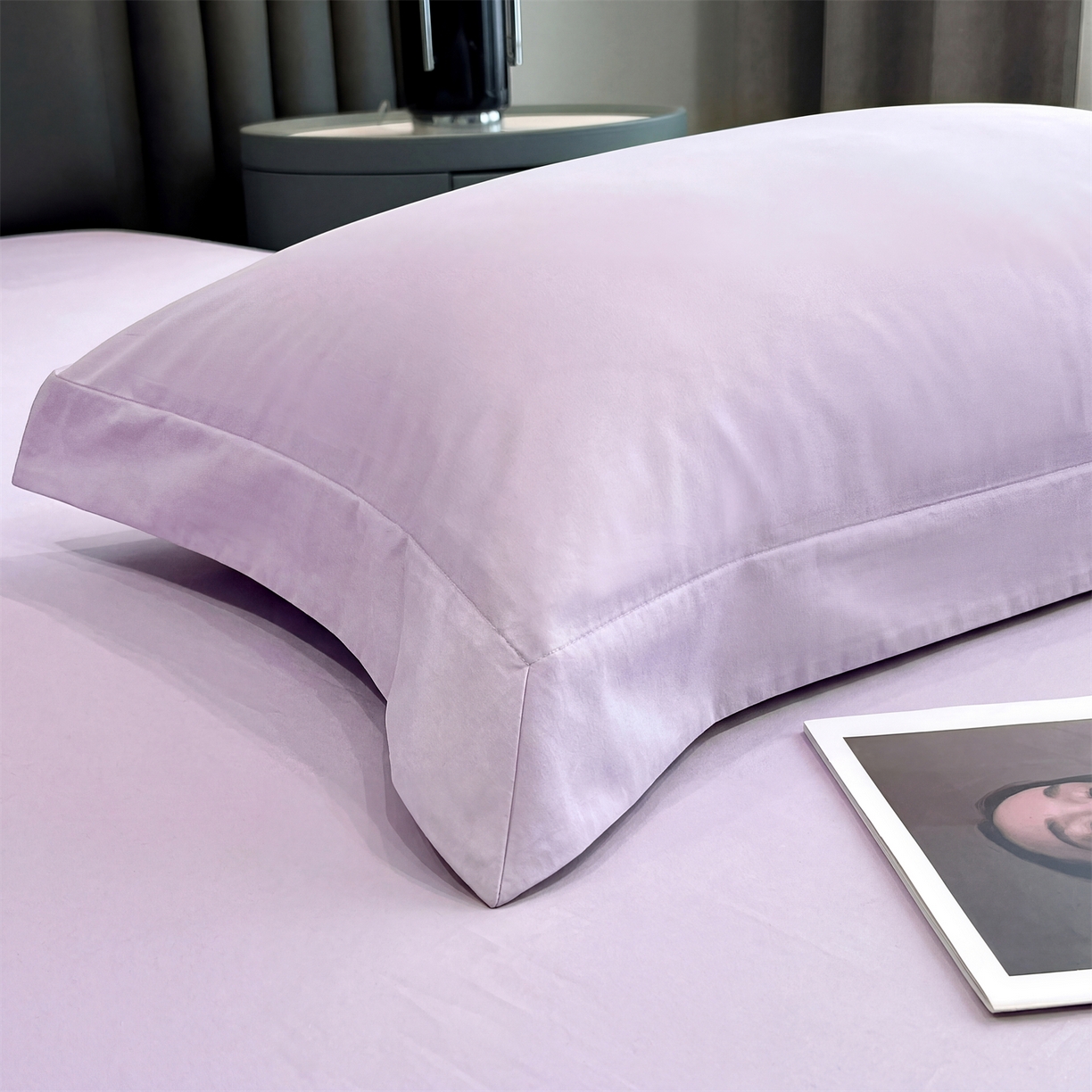 91家纺网 家纺一手货源 找家纺 慕木家纺 2026新款A类纯色印花慕丝棉床笠系列（抽空压缩可供跨境）（提供买家秀） 香薰紫